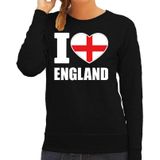 I love England supporter sweater / trui voor dames - zwart - Engeland landen truien - Sint-Joriskruis vlag / flag