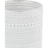 Countryfield Luxe theelichthouder - 2x stuks - Aurora - glas - parel wit/zilver - D10 x H12 cm