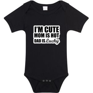 Cute hot lucky tekst baby rompertje zwart jongens en meisjes - Kraamcadeau - Babykleding