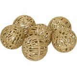 24x Rotan kerstballen goud met glitters 5 cm - kerstboomversiering - Kerstversiering/kerstdecoratie goud