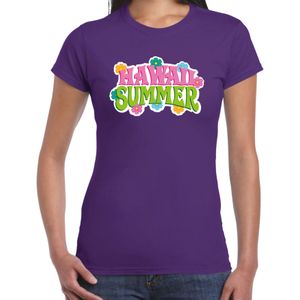 Hawaii summer t-shirt paars voor dames - Zomer kleding