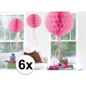 6x feestversiering decoratie bollen licht roze 30 cm