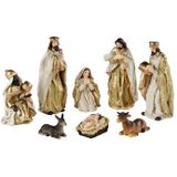 Complete kerststal met 8x st kerststal beelden - 50 x 23 x 31 cm -hout/polyresin