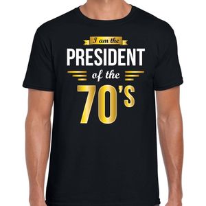 President of 70s feest t-shirt zwart voor heren - party shirt seventies - Cadeau voor een jaren 70 liefhebber