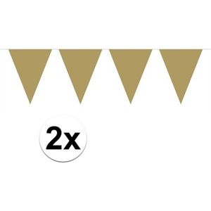 2x Mini vlaggenlijn / slinger - 300 cm - goud