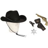 Cowboy accessoire set zwart voor volwassenen