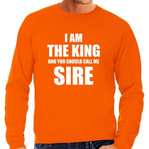 Koningsdag sweater I am the King oranje - heren - Kingsday outfit / kleding / trui