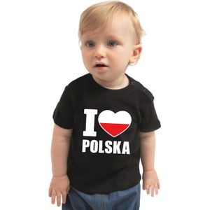 I love Polska baby shirt zwart jongens en meisjes - Kraamcadeau - Babykleding - Polen landen t-shirt