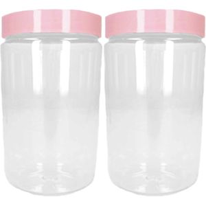 PlasticForte Voorraadpot/bewaarpot - 2x - 1L - kunststof - oud roze - B10 x H17 cm