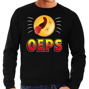 Funny emoticon sweater Oeps zwart voor heren - Fun / cadeau trui
