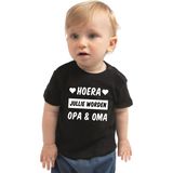Hoera jullie worden opa en oma cadeau t-shirt zwart voor baby / kinderen - jongen / meisje