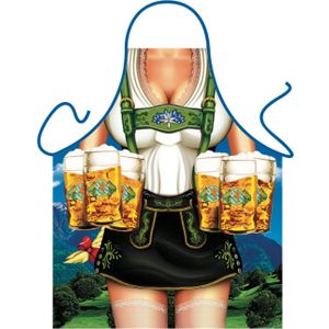 Sexy kookschort Tiroler dame met bierpullen