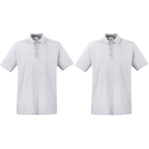 2-Pack maat 2XL lichtgrijs polo shirt premium van katoen voor heren - Polo t-shirts voor heren