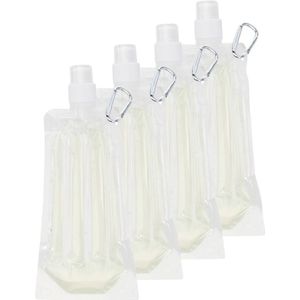 Drinkfles/bidon - 4x - wit - navulbaar - met koelvloeistof - 400 ml - festival/outdoor