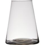 Set van 2x stuks transparante home-basics vaas/vazen van glas 20 x 16 cm - Bloemen/takken/boeketten vaas voor binnen gebruik