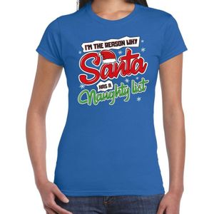 Fout kerstshirt / t-shirt blauw Im the reason why Santa has a naughty list voor dames - kerstkleding / christmas outfit