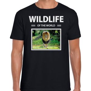 Dieren foto t-shirt Leeuw - zwart - heren - wildlife of the world - cadeau shirt Leeuwen liefhebber