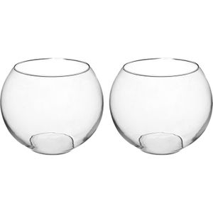 Atmosphera bloemenvaas - 2x - Jersey - Ronde Bol model - transparant - glas - H20 x D25 cm