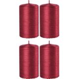 4x Rode cilinderkaarsen/stompkaarsen 6 x 10 cm 25 branduren - Geurloze kaarsen rood - Woondecoraties