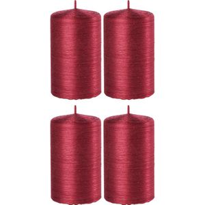 4x Rode cilinderkaarsen/stompkaarsen 6 x 10 cm 25 branduren - Geurloze kaarsen rood - Woondecoraties