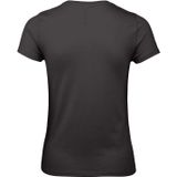 Set van 2x stuks zwart basic t-shirts met ronde hals voor dames - katoen - 145 grams - zwarte shirts / kleding, maat: S (36)