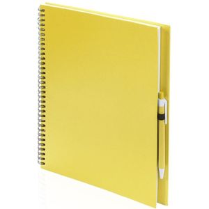 Schetsboek gele harde kaft A4 formaat - 80x vellen blanco papier - Teken boeken