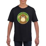 Kinder t-shirt zwart met vrolijke aap print - apen shirt - kinderkleding / kleding