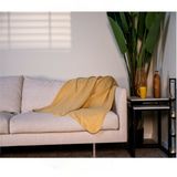 Polyester fleece deken/dekentje/plaid 170 x 130 cm licht geel