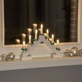 Kaarsenbrug - wit - met LED verlichting - warm wit - 7 lampjes - 42 cm