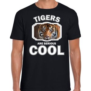 Dieren tijgers t-shirt zwart heren - tigers are serious cool shirt - cadeau t-shirt tijger/ tijgers liefhebber