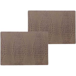 12x stuks stevige luxe Tafel placemats Coko bruin 30 x 43 cm - Met anti slip laag en Pu coating toplaag