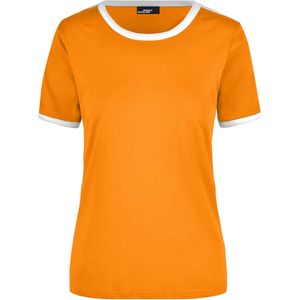 Basic ringer t-shirt - oranje met wit - dames - katoen - 160 grams - basic shirts / kleding