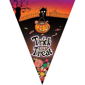 Halloween thema vlaggetjes slinger/vlaggenlijn van 5 meter met 10 puntvlaggetjes - Feestartikelen/versiering