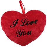 3x stuks pluche I Love You hartjes kussentjes 10 cm - Valentijnsdag versiering cadeau artikelen