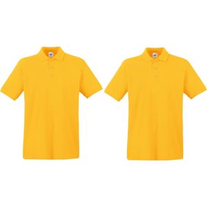 2-Pack maat 2XL geel polo shirt premium van katoen voor heren - Polo t-shirts voor heren
