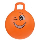 2x stuks skippyballen smiley voor kinderen oranje en blauw 45 cm - Zomer buiten speelgoed