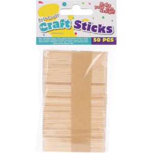 Hobby ijslollie stokjes/ijsstokjes/knutselhoutjes - hout kleur - 50x stuks - 65 x 10 mm- hobby/knutselen