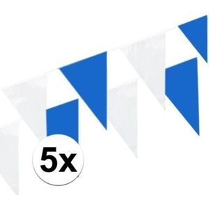 5x Vlaggenlijnen blauw/wit - 10 meter - slingers