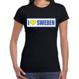I love Sweden / Zweden landen t-shirt zwart - dames - Zweden landen shirt / kleding - EK / WK / Olympische spelen outfit
