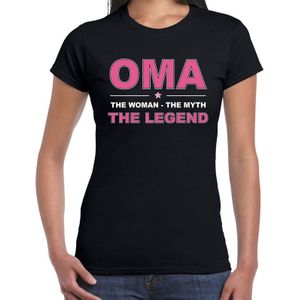 Oma the woman the myth the legend t-shirt voor dames - zwart - verjaardag / Moederdag - cadeau shirt / t-shirt