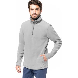 Kariban Fleece trui - lichtgrijs - halve ritskraag - warme winter sweater - heren - polyester