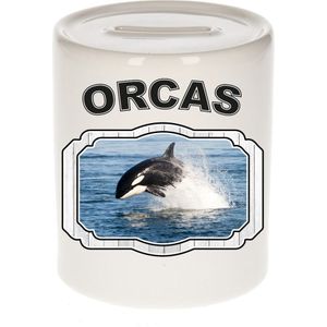 Dieren liefhebber orka spaarpot  9 cm jongens en meisjes - keramiek - Cadeau spaarpotten orka vissen liefhebber