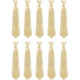 Voordeelset van 10x gouden pailletten stropdas 40 cm - Glimmende glitter stropdassen - Foute feest kleding