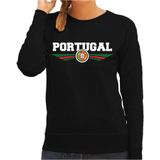 Portugal landen sweater met Portugese vlag - zwart - dames - landen trui / kleding - EK / WK / Olympische spelen outfit