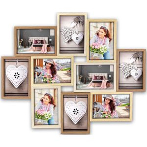 Multi Fotolijst met Houten Frame met 10 Lijstjes Geschikt Voor Een Foto van 10 X 15 cm