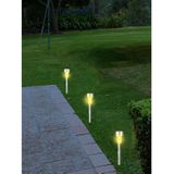 Set van 24x stuks solar tuinlampen/prikspots cilinder op zonne-energie 24 cm - Prikspots tuinverlichting