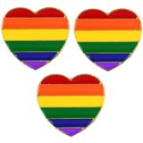 3x Regenboog gay pride kleuren metalen hartje pin/broche/badge 3 cm - Regenboogvlag LHBT accessoires