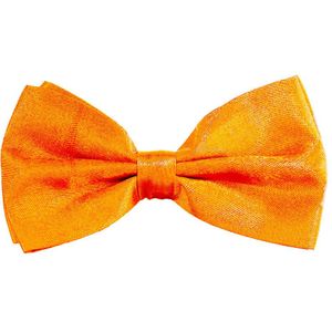 Partychimp Carnaval verkleed vlinderstrikje zijdeglans - oranje - polyester - heren/dames