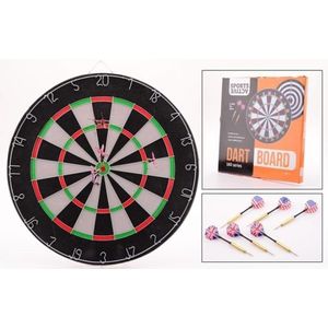 Dartbord 45 cm met 6 dartpijlen - Sportief spelen - Darten/darts - Dartborden voor kinderen en volwassenen