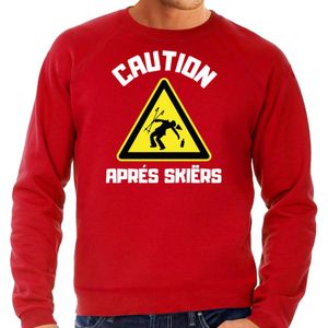 Bellatio Decorations Apres ski sweater heren - apres ski waarschuwing - rood - winter